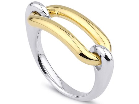 18k Yellow Gold and Sterling Silver Una Ring For Sale