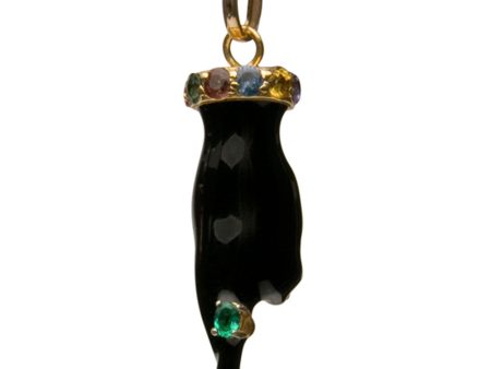 14k Yellow Gold Fingers Crossed Sapphire Pendant For Sale