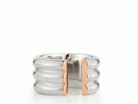 Thoby Sterling Silver 3-Row Tubular Open Ring with 18k Rose Gold Ends Online