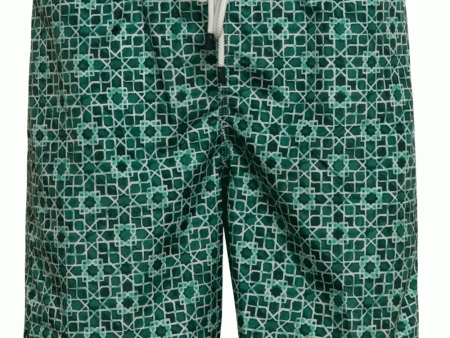 Green Floral Watercolor Swim Trunk Hot on Sale