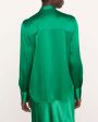 Emerald Slim Fitted Band Collar Blouse For Cheap