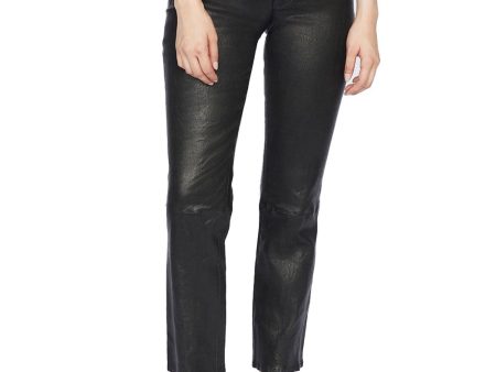 Le High Straight Pant in Noir Leather For Cheap