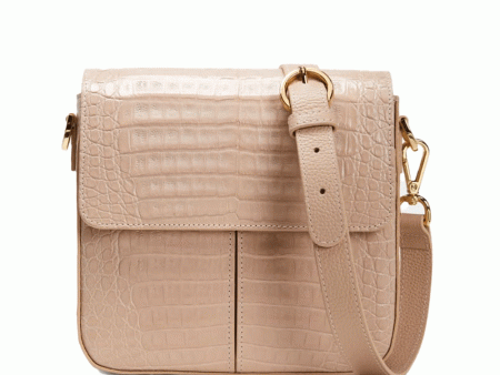 Olivia Python Messenger Crossbody Bag in New Beige Hot on Sale