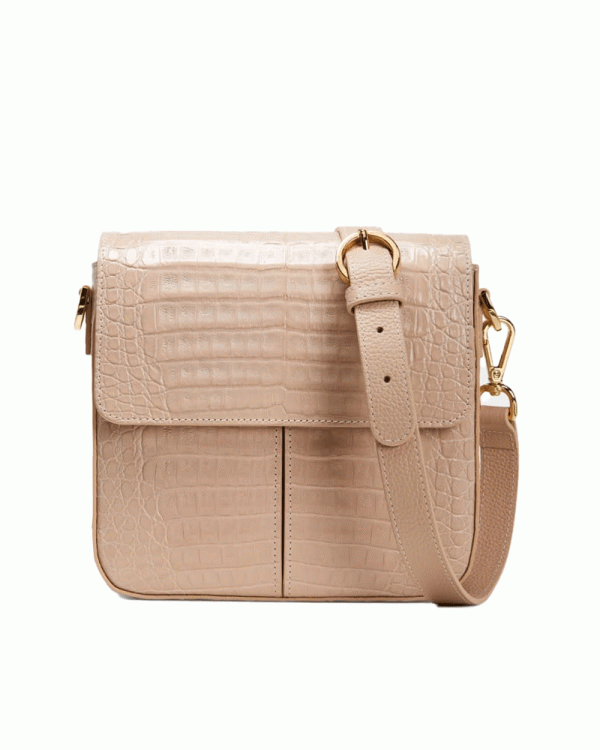 Olivia Python Messenger Crossbody Bag in New Beige Hot on Sale