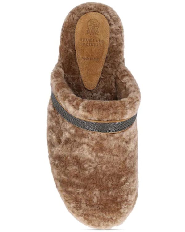 Caramel Shearling Monili Trim Clog Online Sale