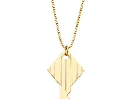 14k Yellow Gold Plated Silver Kaida Key on Chain Necklace Supply