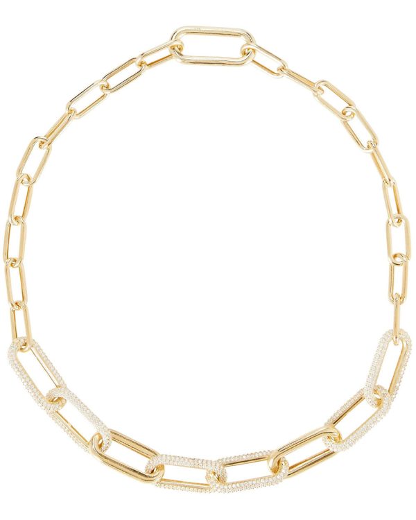 14k Gold Vermeil Crystal Link Collar Necklace Discount