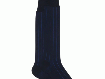 Vertical Striped Over the Calf Socks in Navy Supply