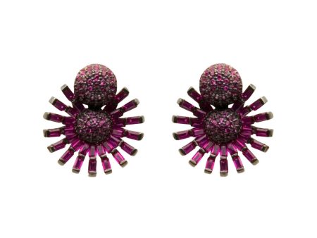 Sterling Silver Flower Burst Ruby Earrings Online