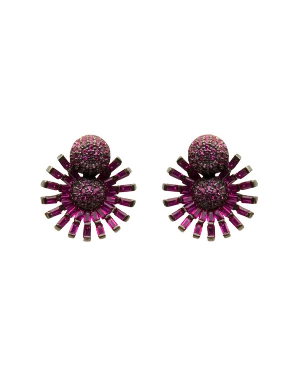 Sterling Silver Flower Burst Ruby Earrings Online