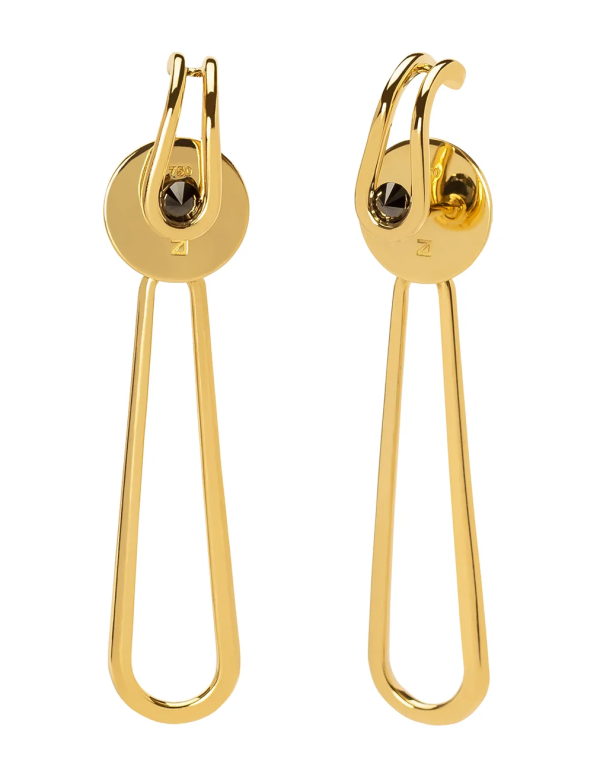 Biela Earrings in 18k Yellow Gold with Black Diamonds Fashion