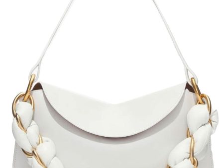 Braided Chain Shoulder Bag in Optic White on Sale