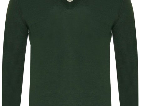 Olive Cashmere V-Neck Sweater Online now