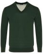 Olive Cashmere V-Neck Sweater Online now