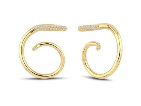 18k Yellow Gold Coil Diamond Earrings Cheap