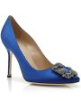 Hangisi Satin Jewel Buckle Pump in Blue Discount