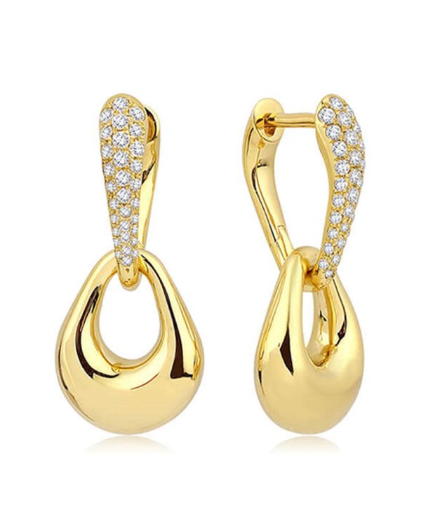 18k Yellow Gold Drop Diamond Earrings on Sale