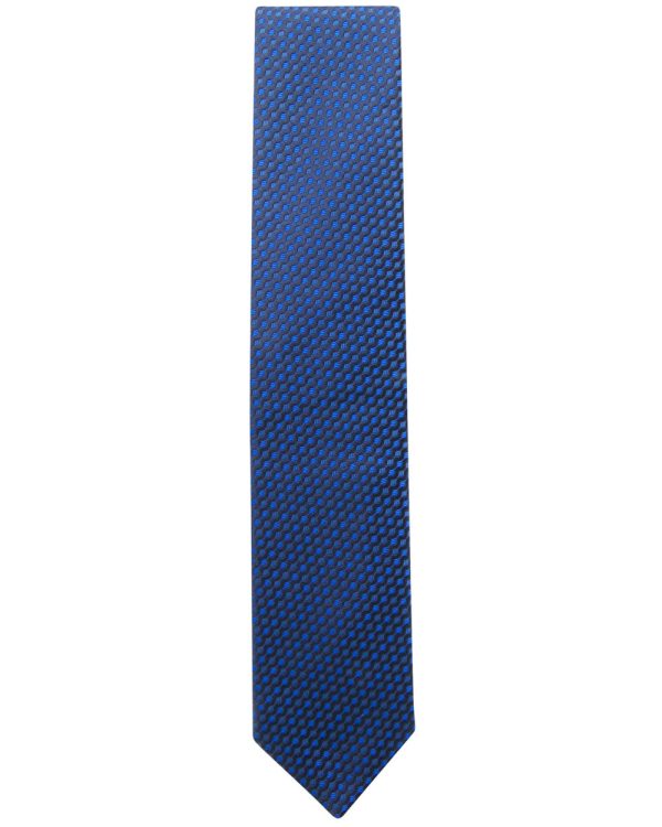 Bright Blue and Navy Textured Stripe Tie Hot on Sale