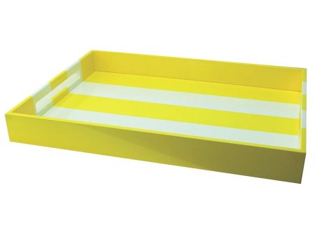 Yellow and White 22x16” Striped Tray Cheap