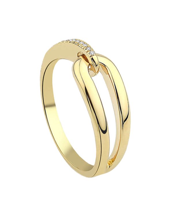 18k Yellow Gold Form Diamond Ring Fashion