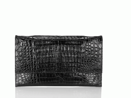 Sofia Crocodile Clutch in Black Online Sale