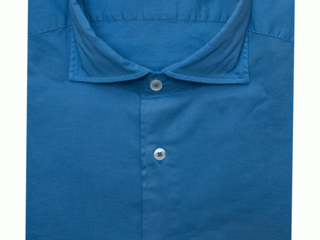 Royal Blue Solid Cotton Sportshirt For Cheap