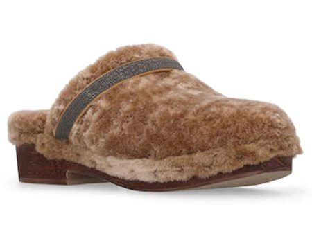 Caramel Shearling Monili Trim Clog Online Sale