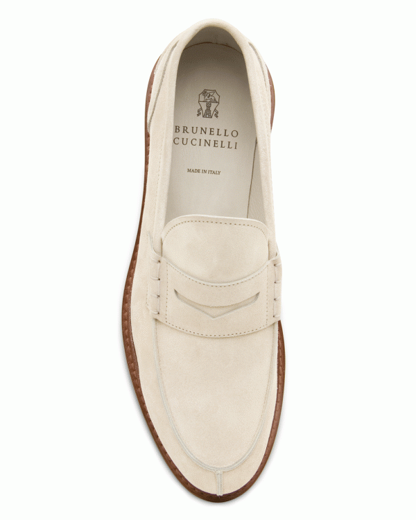 Suede Penny Loafer in White Sale