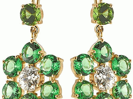 18k Yellow Gold Tsavorite Flower Earrings For Cheap