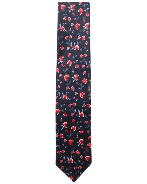 Black and Red Floral Tie For Cheap