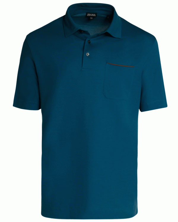 Teal Cotton Short Sleeve Polo Online