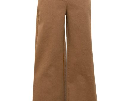 Drill Old Dyed Cotton Wide Trousers in Cookies Online now