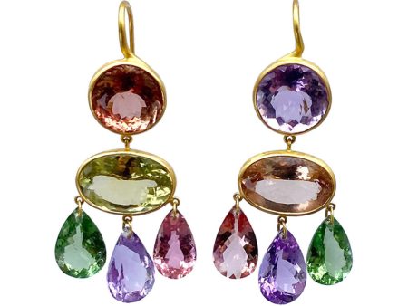 22k Yellow Gold Multicolored Pastel Gabrielle D’estrees Earrings Cheap