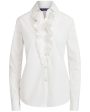 White Aryanna Ruffle Shirt Sale