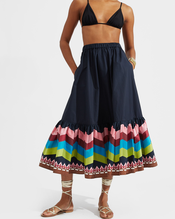 Sunset Navy Placée Skirt Supply