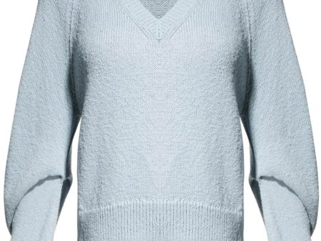 Air Blue Pia Knit V Neck Sweater Online now