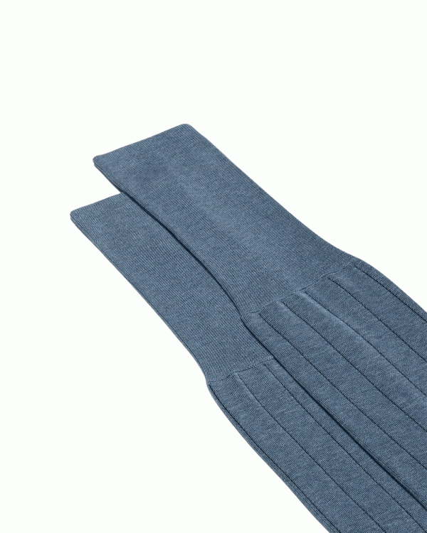 Vertical Striped Over the Calf Socks in Mid Blue Discount