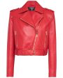 Rouge Leather Cropped Belted Biker Jacket Online