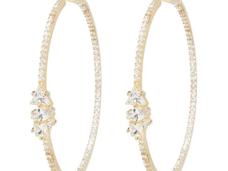 14k Gold Vermeil Nova Clear Crystal Hoop Earrings Online Hot Sale