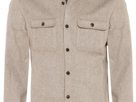 Beige and Denim Double Faced Overshirt For Cheap