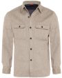 Beige and Denim Double Faced Overshirt For Cheap