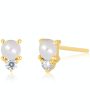 14k Yellow Gold Birthstone Pearl Stud Earrings Online Hot Sale