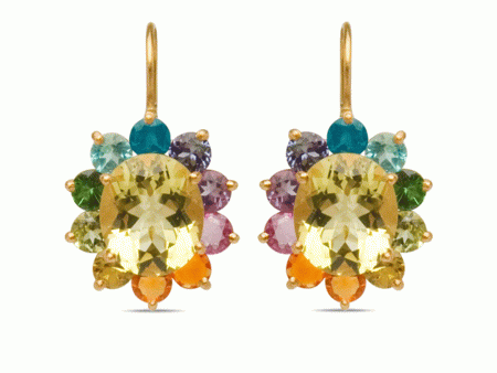 22k Yellow Gold Rainbow Hortensia Earrings For Sale