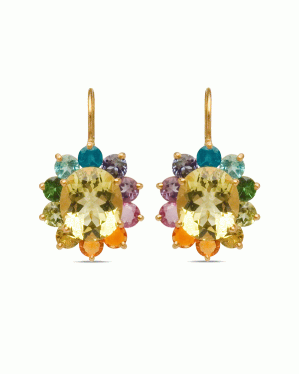 22k Yellow Gold Rainbow Hortensia Earrings For Sale