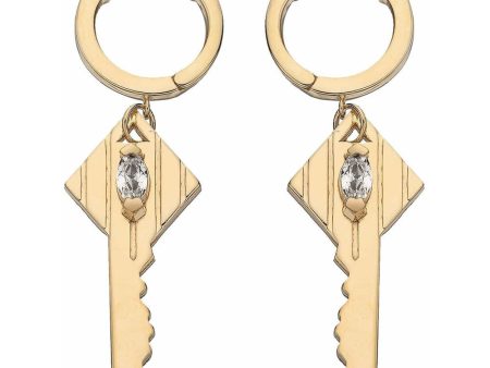 14k Yellow Gold Plated Silver Lee Key Hoop Earrings Sale