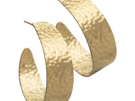 14k Yellow Gold Plated Silver Cyrus Wide Textured Hoop Earrings Online