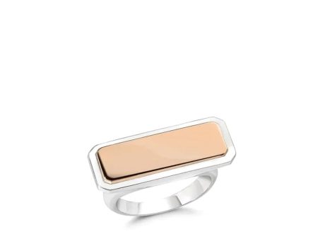 Carrington 18k Rose Gold Engravable ID Bar on Sterling Silver Ring Online Sale