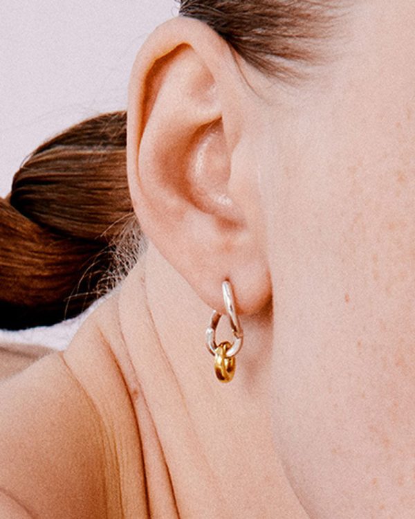 18k Yellow Gold and Sterling Silver Harmony Earrings Online now