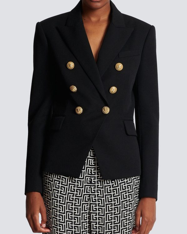 Noir Double Breasted Blazer For Discount