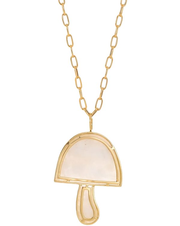 18k Yellow Gold Magic Moonstone Mushroom Necklace Online now